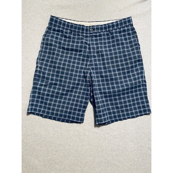 Greg Norman Golf Shorts Men's 34 Blue‎ Plaid 9.5 Inseam Casual Sport - Picture 1 of 9